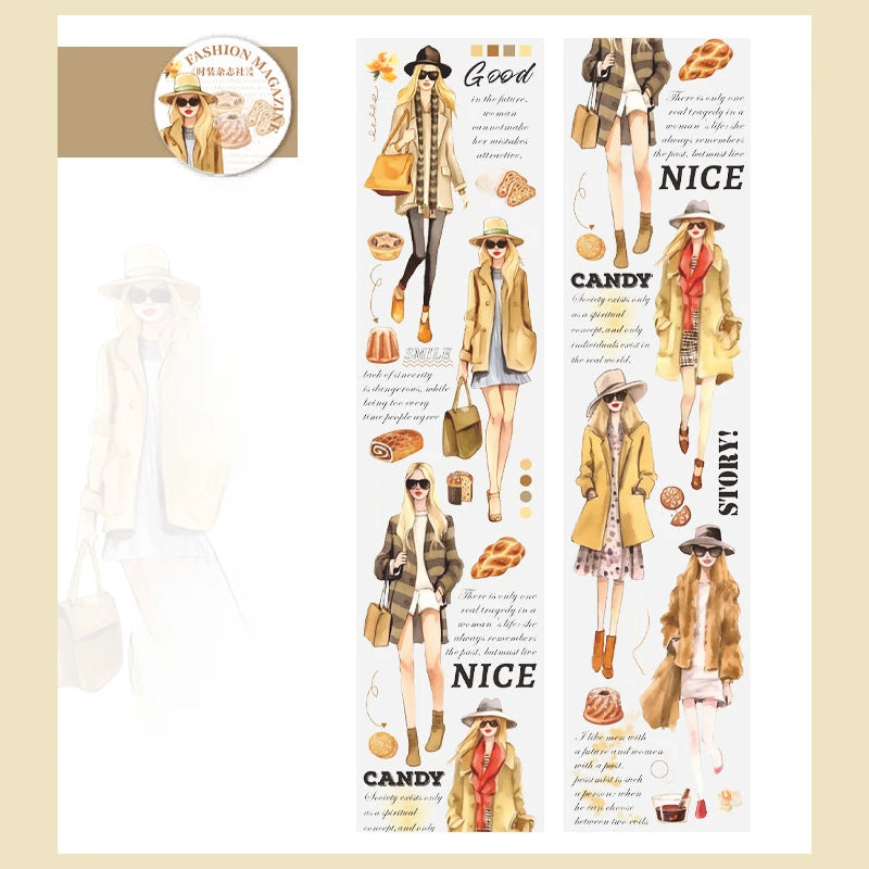 6 style 200CM/ Roll PET splicing tape European and American figure Material handbook ornamental stickers