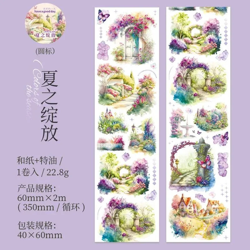 1 Roll Four Seasons Scenery Tape Beautiful  Cartoon House