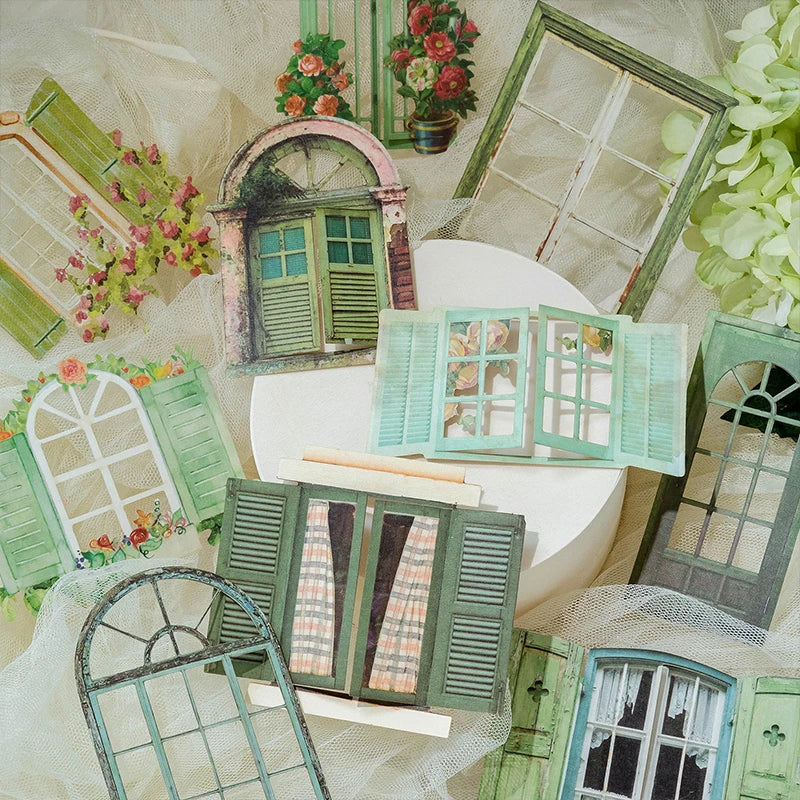 10 Pcs Retro Hollow Flower Window