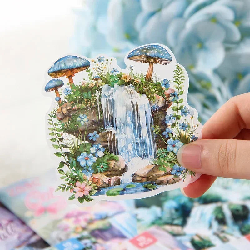 10 Pcs/bag Dreaming Waterfalls Washi Paper Sticker Bag Watercolor Painting Design