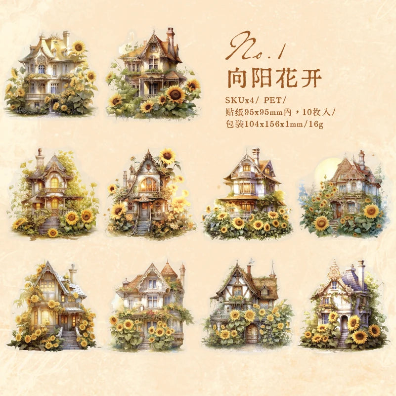 10 pcs/pack Dream house series Stickers Transparent PET Scrapbooking Materials DIY Junk Journal Aesthetics Sticker Stationary