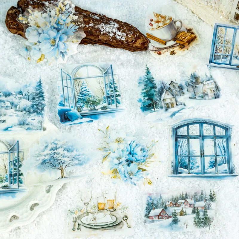 10pcs/pack Winter snow scenery PET Stickers DIY Scrapbooking Decor Photo Album Creative Stationery Collage Materials Stickers