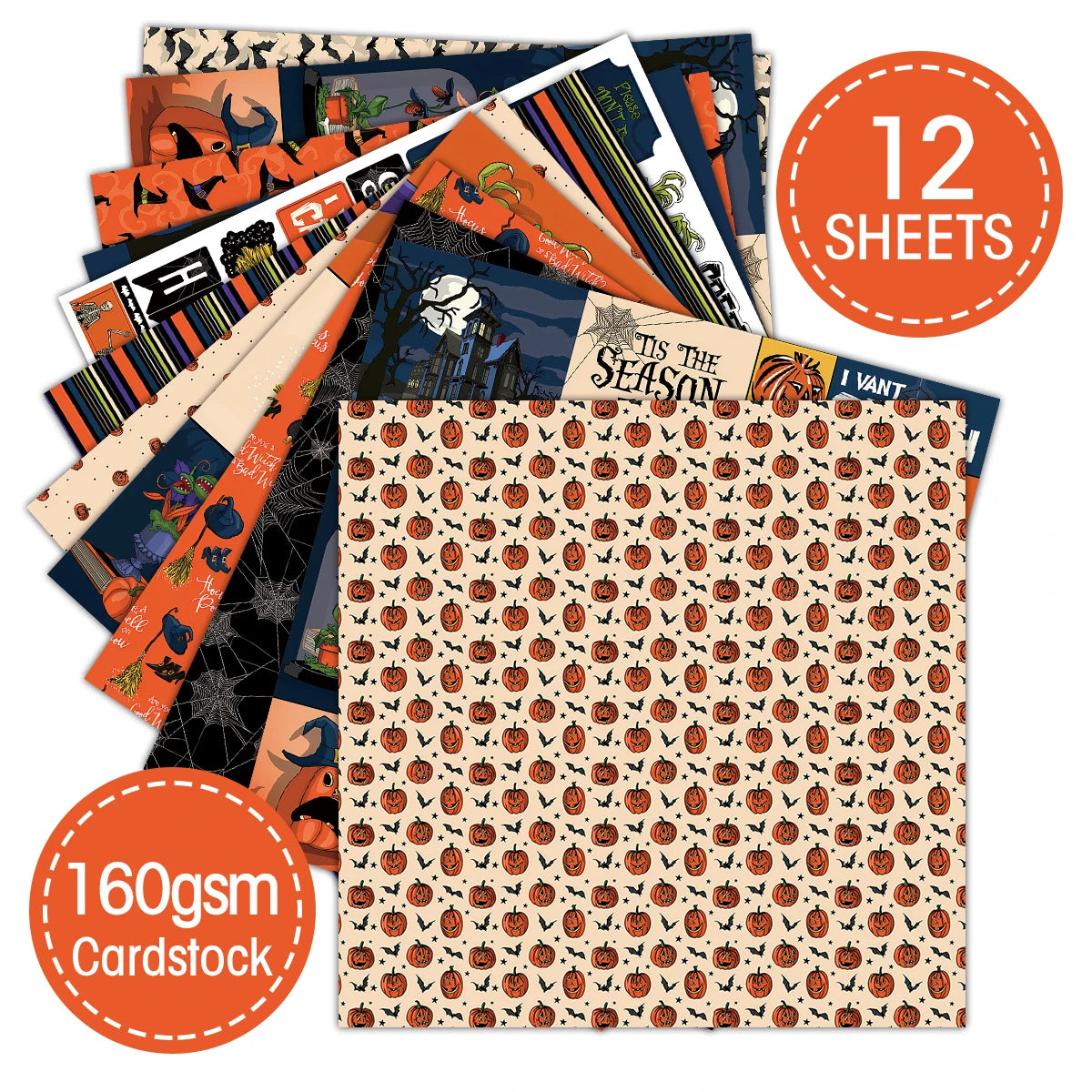 12sheets Retro Vintage Halloween Scrapbook Paper Kit 6Inch Single-Sided Decoupage Paper for Crafts,Journaling,Scrapbook Supplies