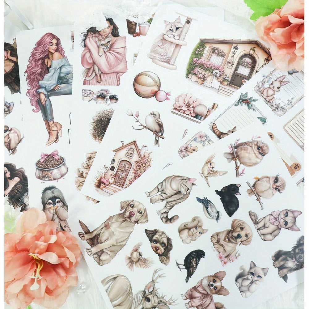 A5 Christmas themed sticker book PET material, pre-cut model, retro style, diary decoration, substrate