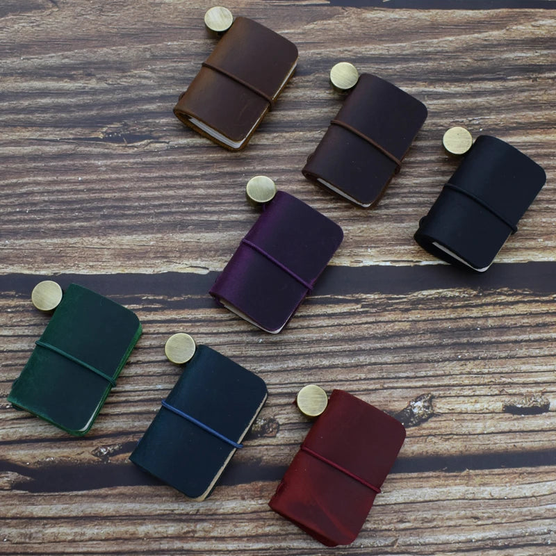 1pc Tiny Leather Notebook Pocketbook Sketchbook Mini Vintage Retro Cute Kawaii Portable Daily Planner Organizer Travel Supplies