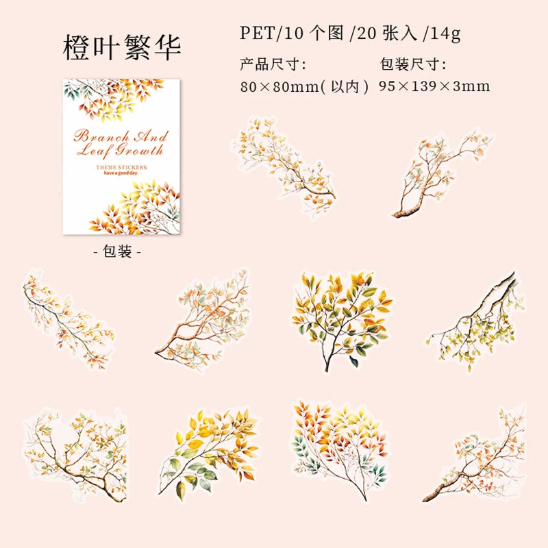 20 pcs/pack Flowers Plant Stickers aesthetic Stick Labels Decorative Diary Album Scrapbooking material Junk Journal Supplies