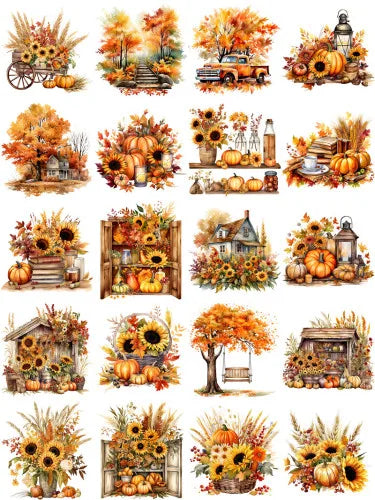 20Pcs/Pack Autumn Sticker DIY Craft Scrapbooking Album Junk Journal Decorative Stickers