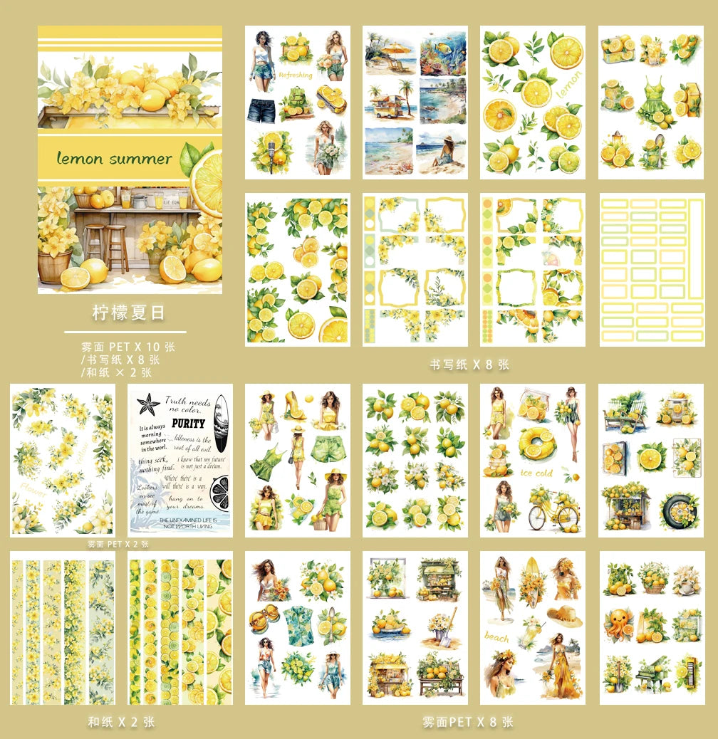 20Sheets Vintage Sticker Book Halloween Christmas Girls Flowers PET Washi Stickers for Scrapbooking Journal Diary Decoration