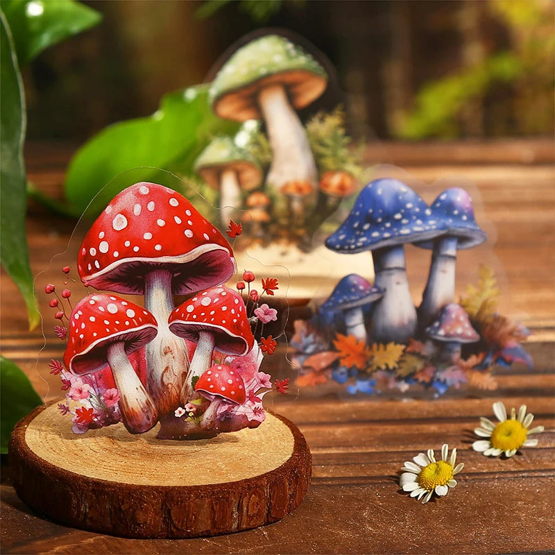 30 pcs Vintage INS thicket mushrooms Stickers Decorative Stick Labels Diary Album Adhesive Diy Scrapbooking material