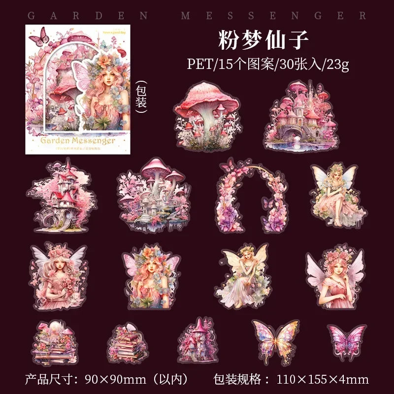 30 pcs/pack Fairy goddess Sticker Adhesive DIY Creativity Decorative Junk Journal Sticker for handmade Scrapbooking Material