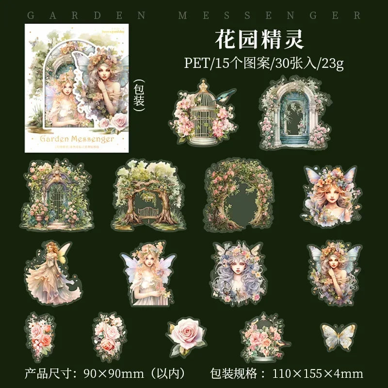 30 pcs/pack Fairy goddess Sticker Adhesive DIY Creativity Decorative Junk Journal Sticker for handmade Scrapbooking Material