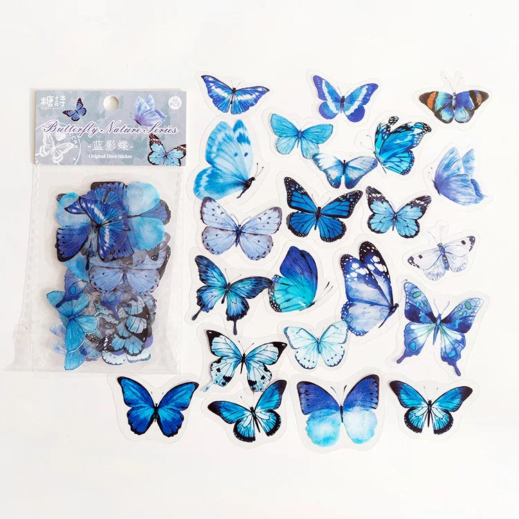 40 pcs/lot Vintage Butterfly PET waterproof sticker Bag Vintage Art decorative hand tent collage Scrapbooking accessories