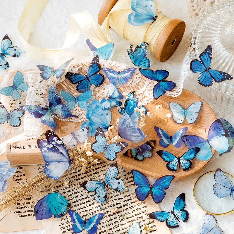 40 pcs/lot Vintage Butterfly PET waterproof sticker Bag Vintage Art decorative hand tent collage Scrapbooking accessories