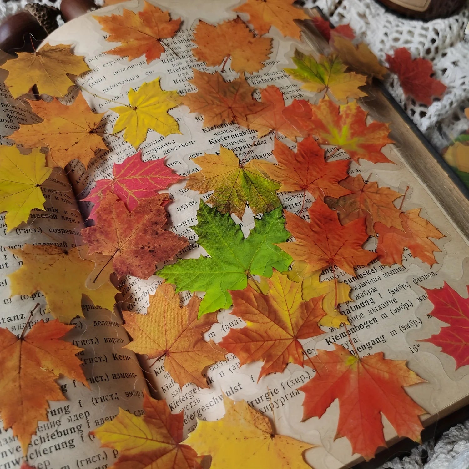 40 pcs/pack Vintage Plant Leaf Stickers Maple Leaf Decorative stickers DIY Scrapbook Album Craft Diary Deco Label stickers