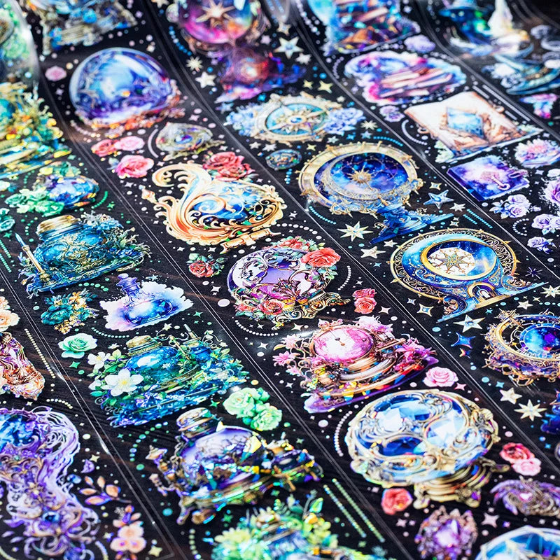 50mm*2m 1 roll Vintage jewel theme laser PET tape Decorative Diary Album Scrapbooking material DIY Collage material
