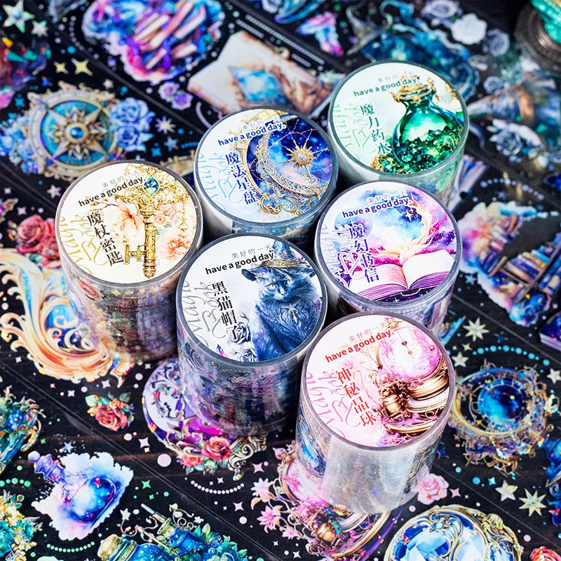 50mm*2m 1 roll Vintage jewel theme laser PET tape Decorative Diary Album Scrapbooking material DIY Collage material
