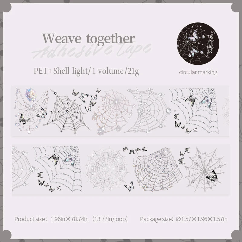 50mm*2m PET Fantasy Spider Web tape Sticker Decorative collage Adhesive Diy Scrapbooking hand made Masking tape