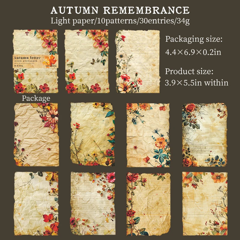 Autumn Memories Scrapbooking Paper | 30 PCS