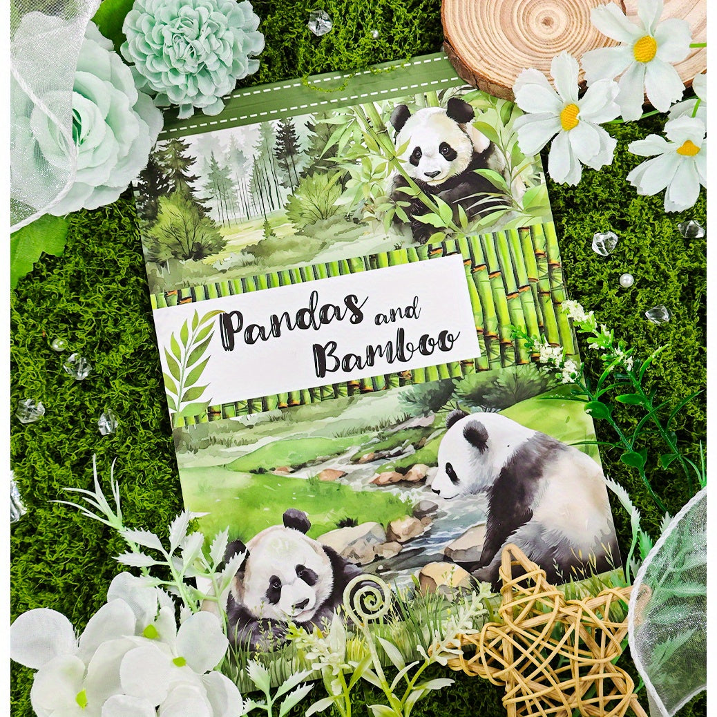 A5 retro sticker book 20 pieces/set PET material pre-cut model panda knight natural landscape pattern creative basic decorative collage