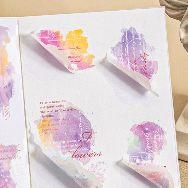 6Style 18Pcs/bag Watercolor Book Series Sticker Book Creative Material Decoration DIY Scrapbook Scrapbook Photo Frame Glasses