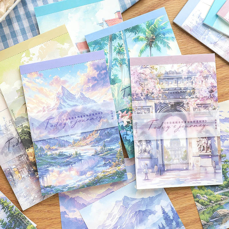 30 pcs Vintage material paper Decorative Diary Album Scrapbooking material Background paper junk journal supplies