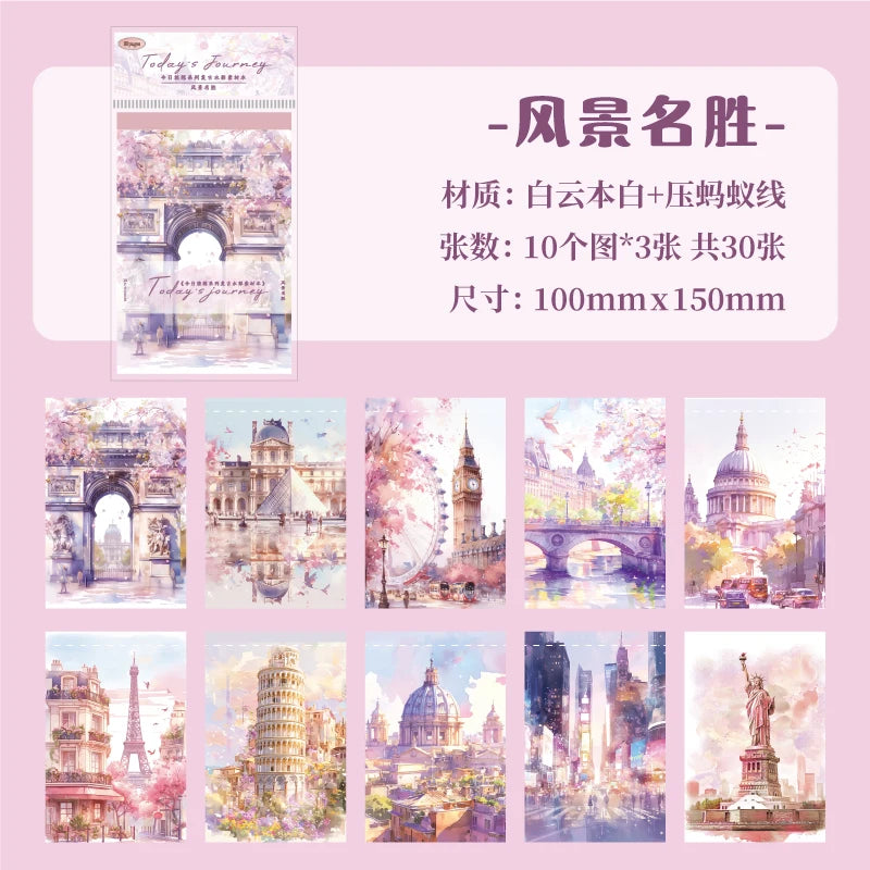 30 pcs Vintage material paper Decorative Diary Album Scrapbooking material Background paper junk journal supplies