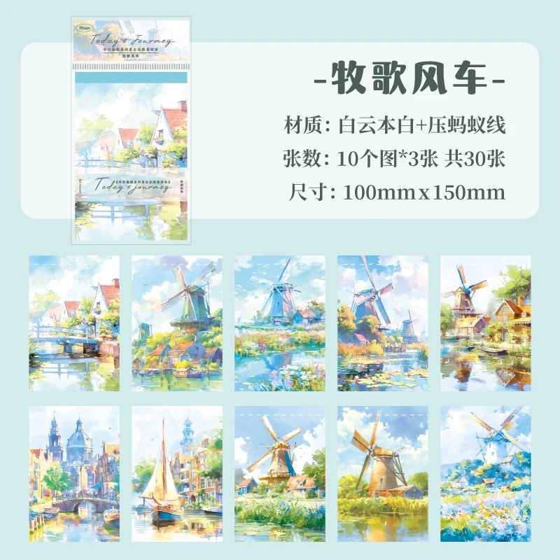 30 pcs Vintage material paper Decorative Diary Album Scrapbooking material Background paper junk journal supplies