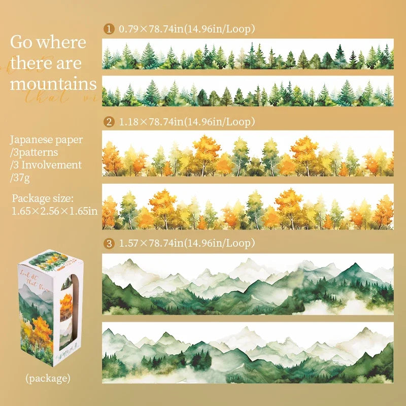 20mm/30mm/40mm*200cm Look At That View Series Vintage Landscaping Material Collage Washi Tape Creative Journal Stationery