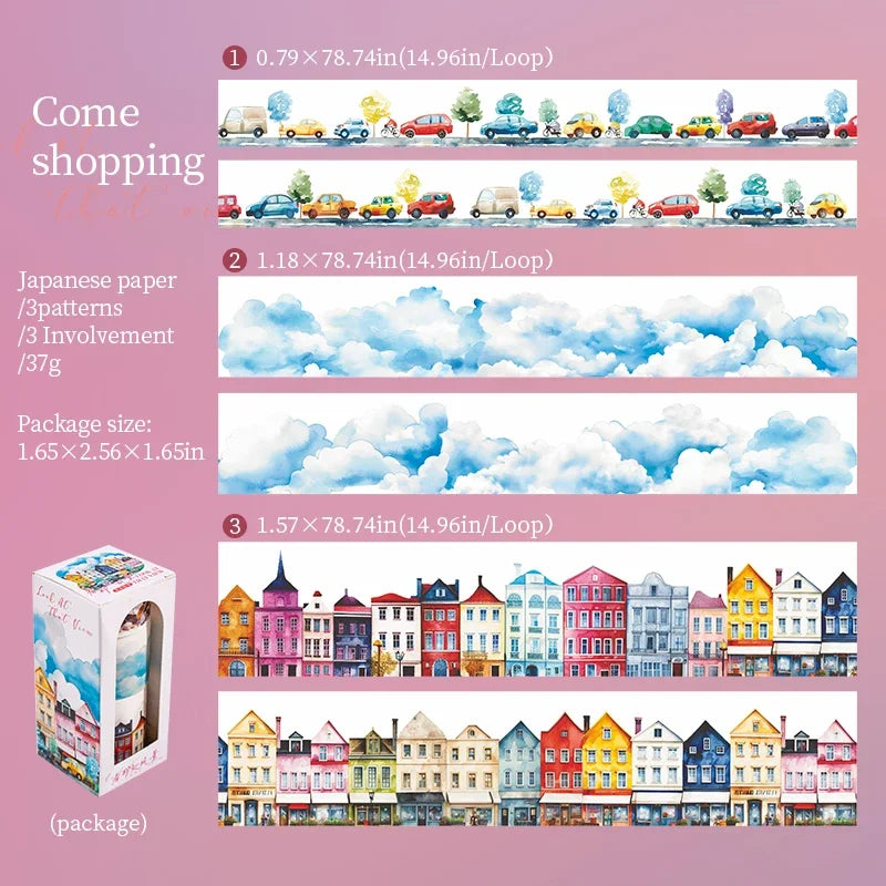 20mm/30mm/40mm*200cm Look At That View Series Vintage Landscaping Material Collage Washi Tape Creative Journal Stationery