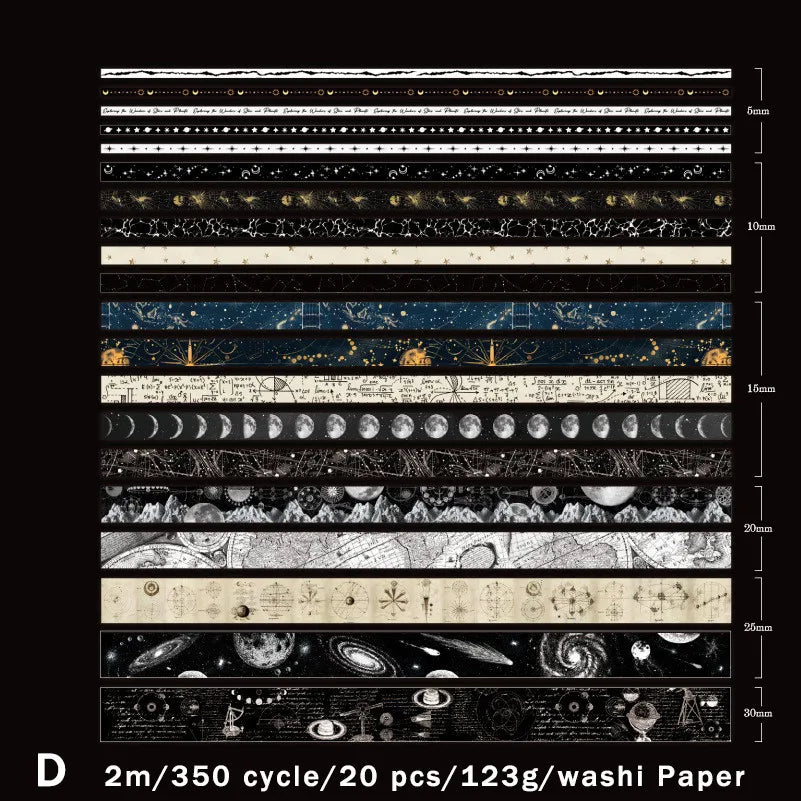 20Rolls Vintage Washi Paper Boxed Tapes