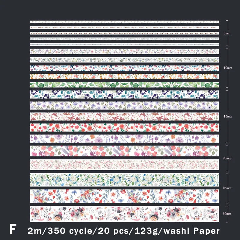 20Rolls Vintage Washi Paper Boxed Tapes