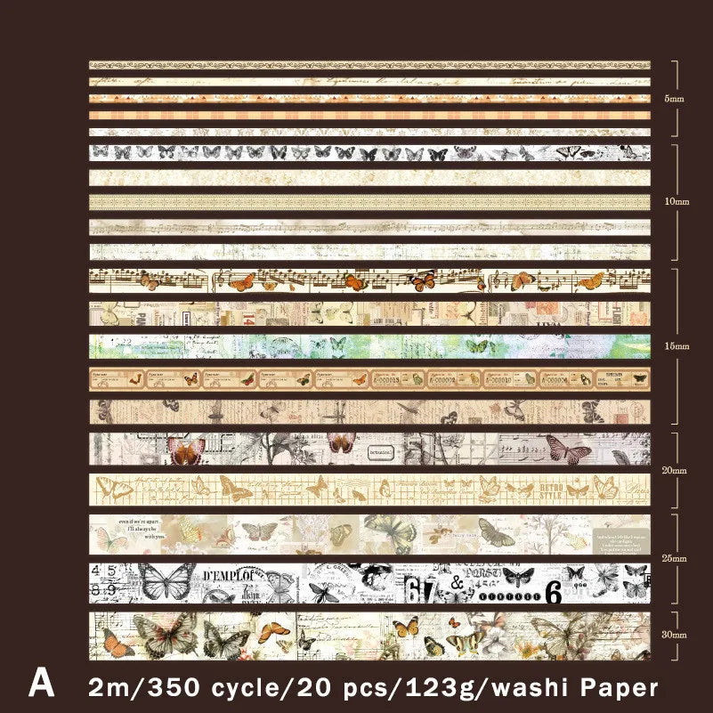 20Rolls Vintage Washi Paper Boxed Tapes