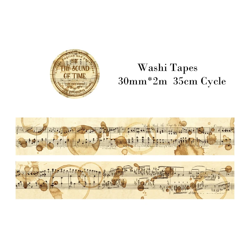 30mm/40mm/50mm*2m Vintage Washi Tapes 35cm Cycle DIY Scrapbooking Decor Junk Journal Collage Stationery Craft Tapes