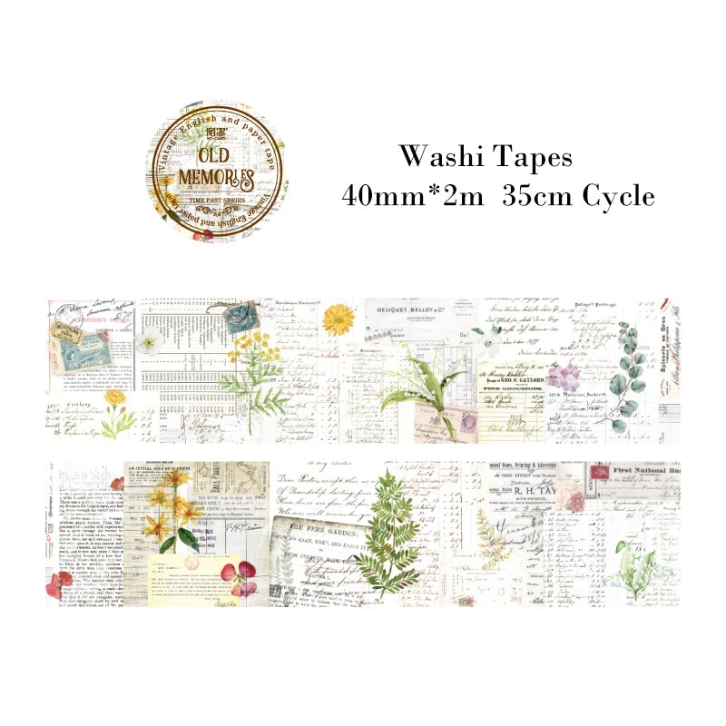 30mm/40mm/50mm*2m Vintage Washi Tapes 35cm Cycle DIY Scrapbooking Decor Junk Journal Collage Stationery Craft Tapes