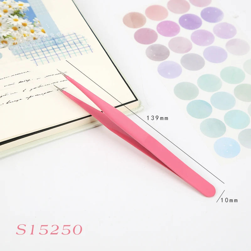 8 Styles Candy Color Multifunctional Tweezers Creative Small Fresh Stainless Steel High Elastic Hand Account Clip