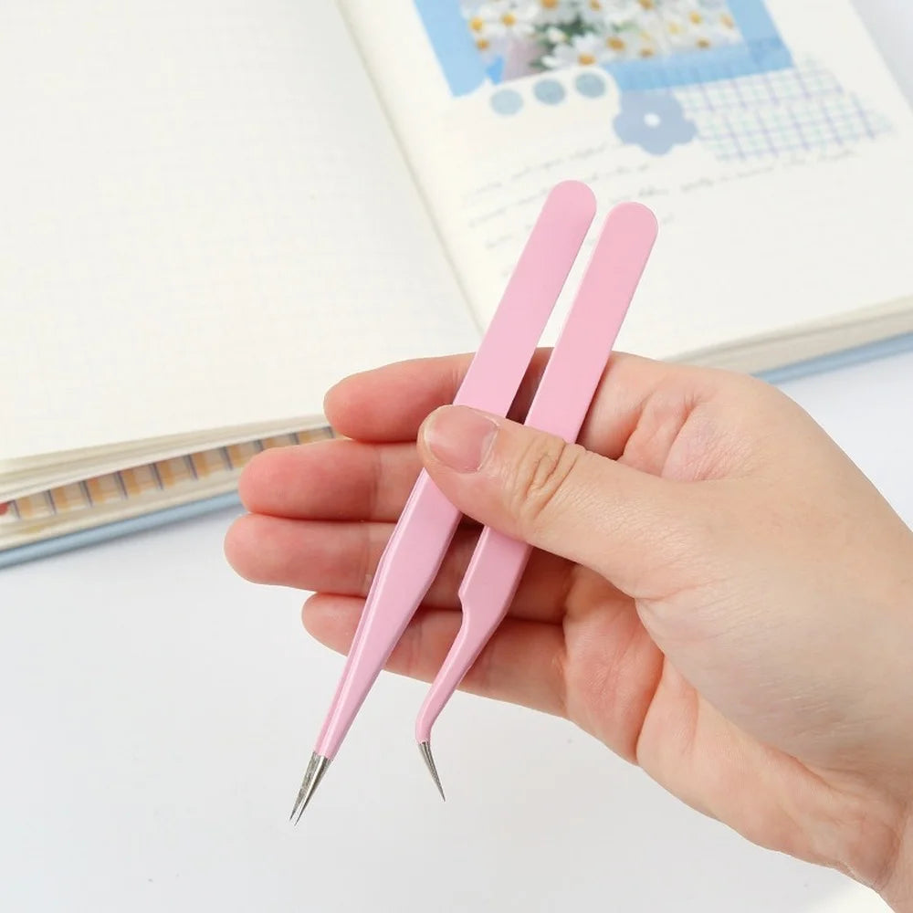 8 Styles Candy Color Multifunctional Tweezers Creative Small Fresh Stainless Steel High Elastic Hand Account Clip