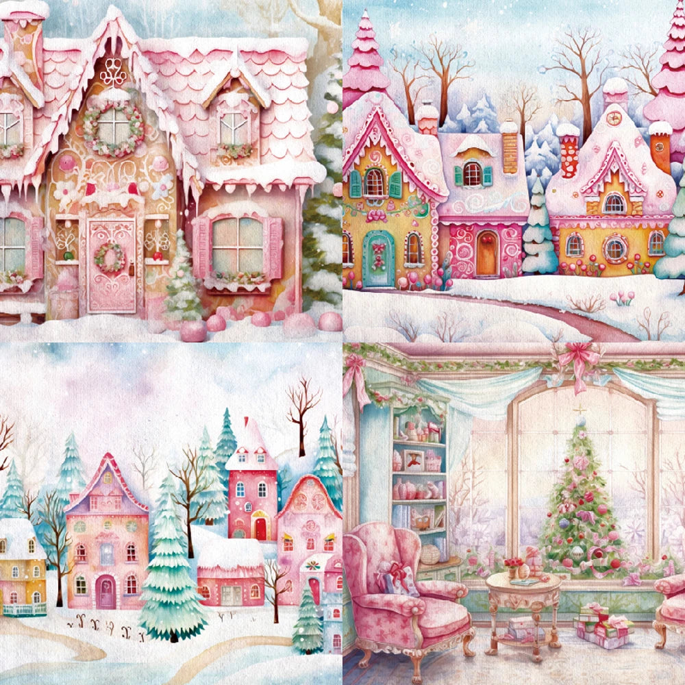 24 sheets 6"X6" Christmas House Paper Scrapbook paper Scrapbooking patterned paper pack DIY craft Background paper