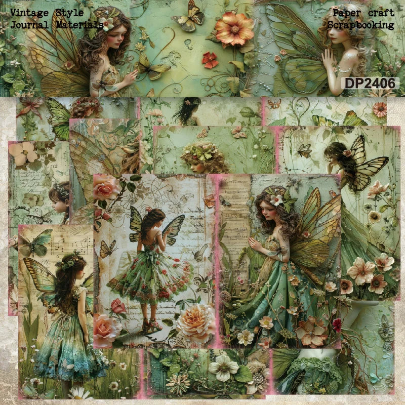 8sheets A5 Size Fairy Scrapbooking patterned paper Fancy Card Pack Light weight Craft Paper Card 2406