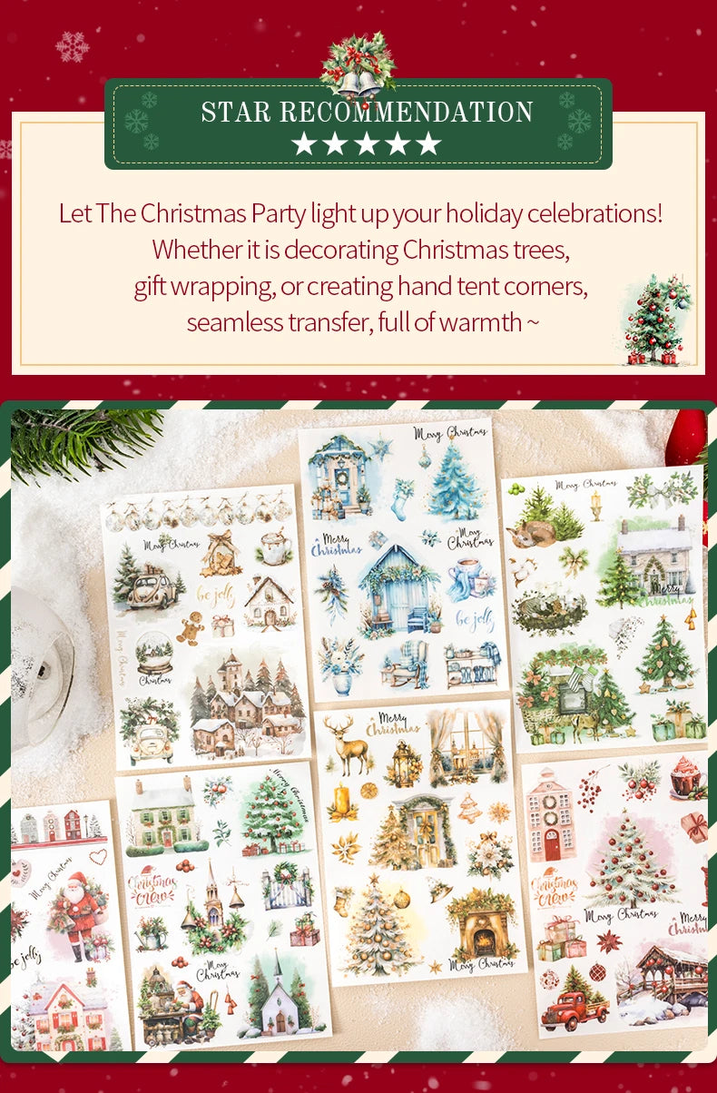 2pcs/pack pvc Stickers Christmas Party Creative Waterproof Adhesive DIY Hand Made Collage Junk Journal Scrapbook Supplies